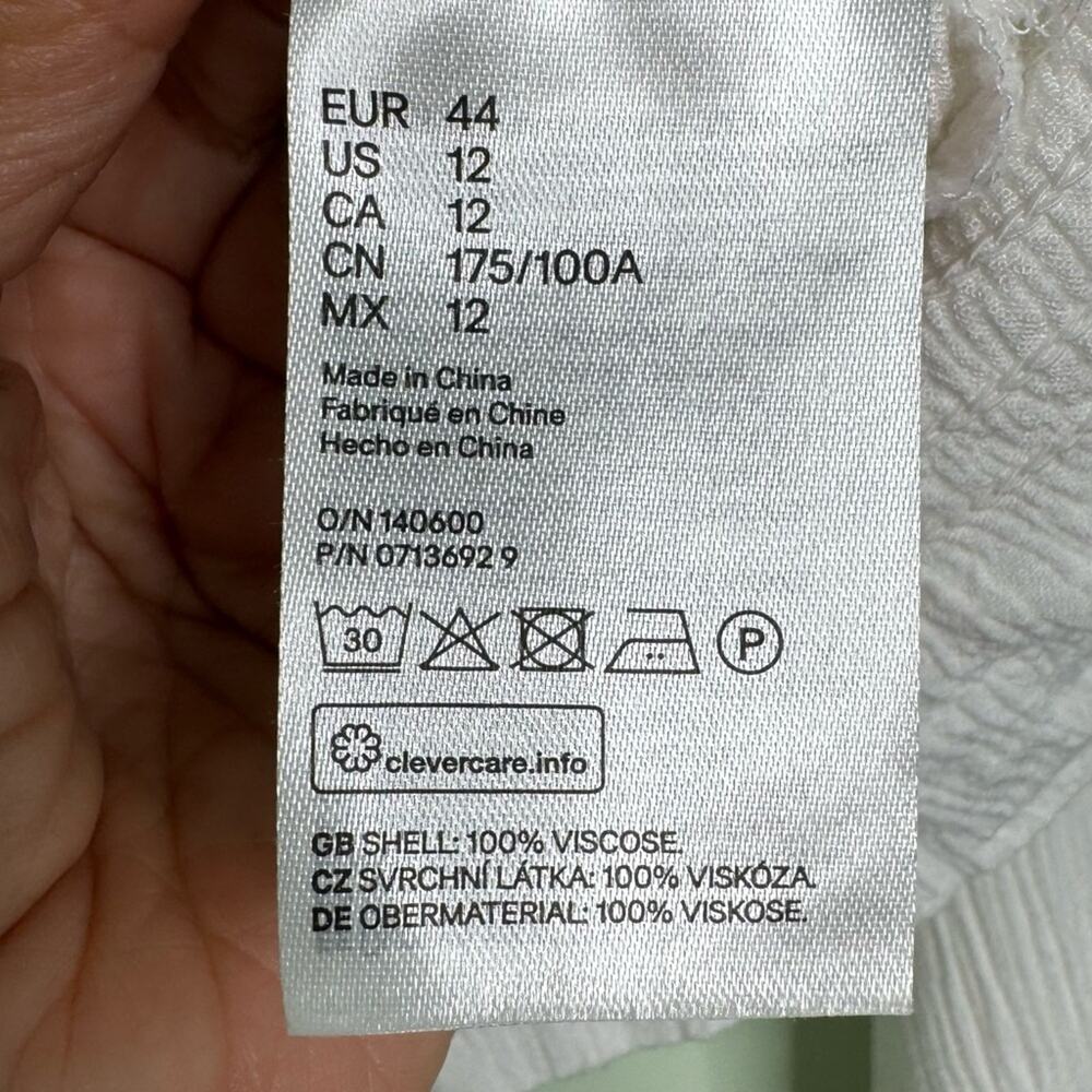 H&M White Divided Embroidered Top Size 12 - Picture 10 of 11